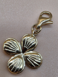 RVS Charm, klaverblad. Goud