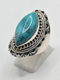 Echt zilveren ring met Turquoise maat 18