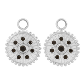 Oorring Bedels Midnight Black Diamond Zilver