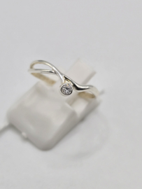 Echt zilveren dames ring Maat 18 met zirconia