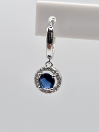 Zirkonia set, silver/blue. rond. MDZ1