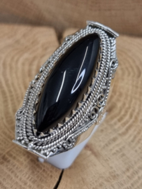 ring echt zilver met zwarte onyx. Maat 20
