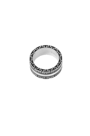 Heren ring met patroon - zilver/zwart