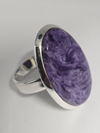 Echt zilveren ring met Charoiet, maat 20