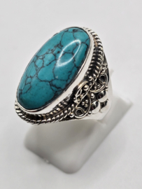 Echt zilveren ring met Turquoise maat 17