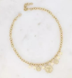 Collier met acetaat bloemige roos bedeltjes