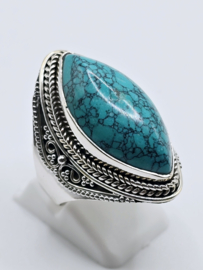 Echt zilveren ring met Turquoise maat 19