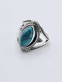 Echt zilveren ring met Turquoise maat 17