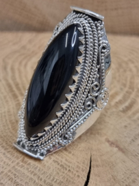 ring echt zilver met zwarte onyx. Maat 20
