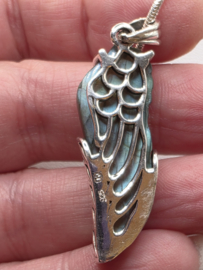 Echt Zilveren hanger Labradoriet Angel wing