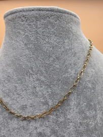 Stainless steel collier, ovaal  schakels glad. 40 plus 7 cm.