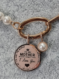 Ixxxi Moederdag collier chain/pearls met 2 Charms. Rosé