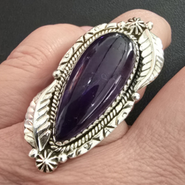 Prachtige echt zilveren ring met Amethist. Maat 20.5