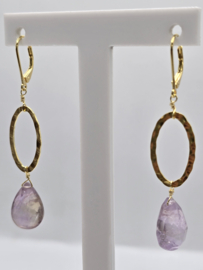 Echt zilveren oorbellen met Amethist goud plating