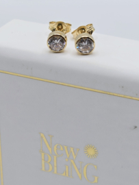 14 karaat gouden oorknopjes. 4 mm new bling
