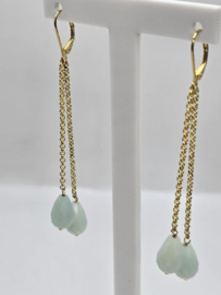 Echt zilveren oorbellen met Amazoniet goud plating