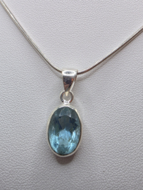 Echt zilveren hanger, Topaas ovaal