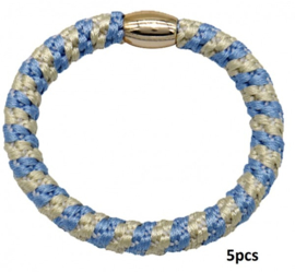 Hairtie bracelet blauw/wit