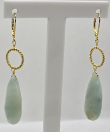 Echt zilveren oorbellen met Amazoniet goud plating