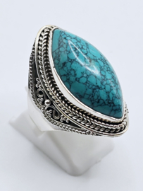 Echt zilveren ring met Turquoise maat 19