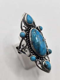 Echt zilveren ring met Turquoise maat 18