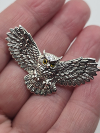 zware echt zilveren broche uil.