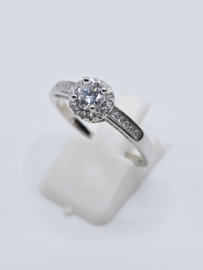 Echt zilveren ring met Zirkonia Silver Maat 17  MDZ12