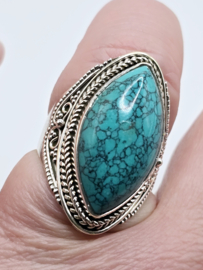 Echt zilveren ring met Turquoise maat 19