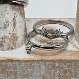 ixxxi ringen set compleet maat 17. 1 basis en 7 vulringen. 25-326
