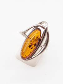 Prachtige echt zilveren ring met Barnsteen, maat 17.5