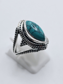 Echt zilveren ring met Turquoise maat 17