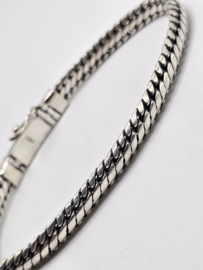 Echt zilveren zware schakelarmband,  22 cm