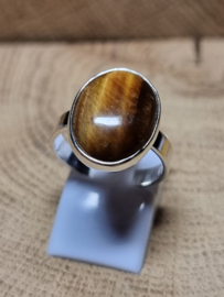 Prachtige echt zilveren ring met tijgeroog. Maat 17.5
