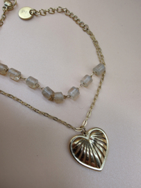 Biba Lief en Joliet armband, stainless steel, goud.