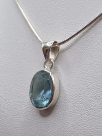 Echt zilveren hanger, Topaas ovaal