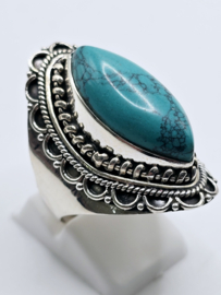 Echt zilveren ring met Turquoise maat 18
