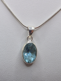 Echt zilveren hanger, Topaas ovaal