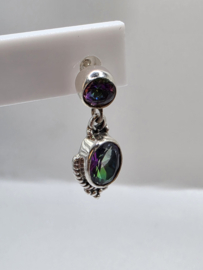 Echt zilveren oorbellen, Mystic Topaas