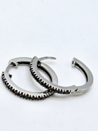 Echt zilveren Creolen met bruine zirkonia 20 mm