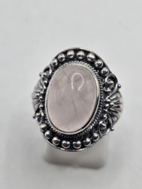 Echt zilveren ring met rozenkwarts maat 18.5