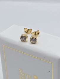 14 karaat gouden oorknopjes. 4 mm new bling