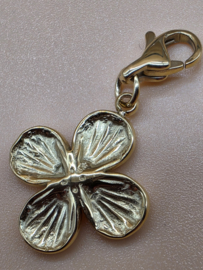 RVS Charm, klaverblad. Goud