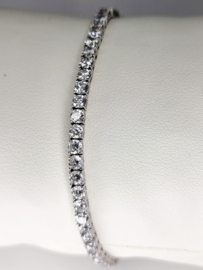 Prachtige echt zilveren tennis armband, 3 mm. Zirkonia. 100 facet.