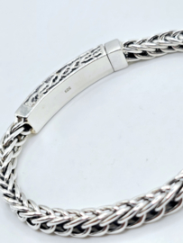 Echt zilveren zware schakelarmband, bijzondere sluiting 22 cm