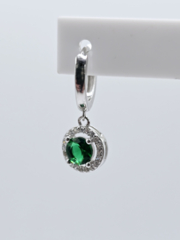 Zirkonia set, silver/green. rond. MDZ2
