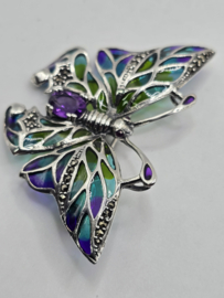 925 zilveren broche, met Amethist