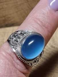 Chalcedoon ring 925 zilver, maat 18.5