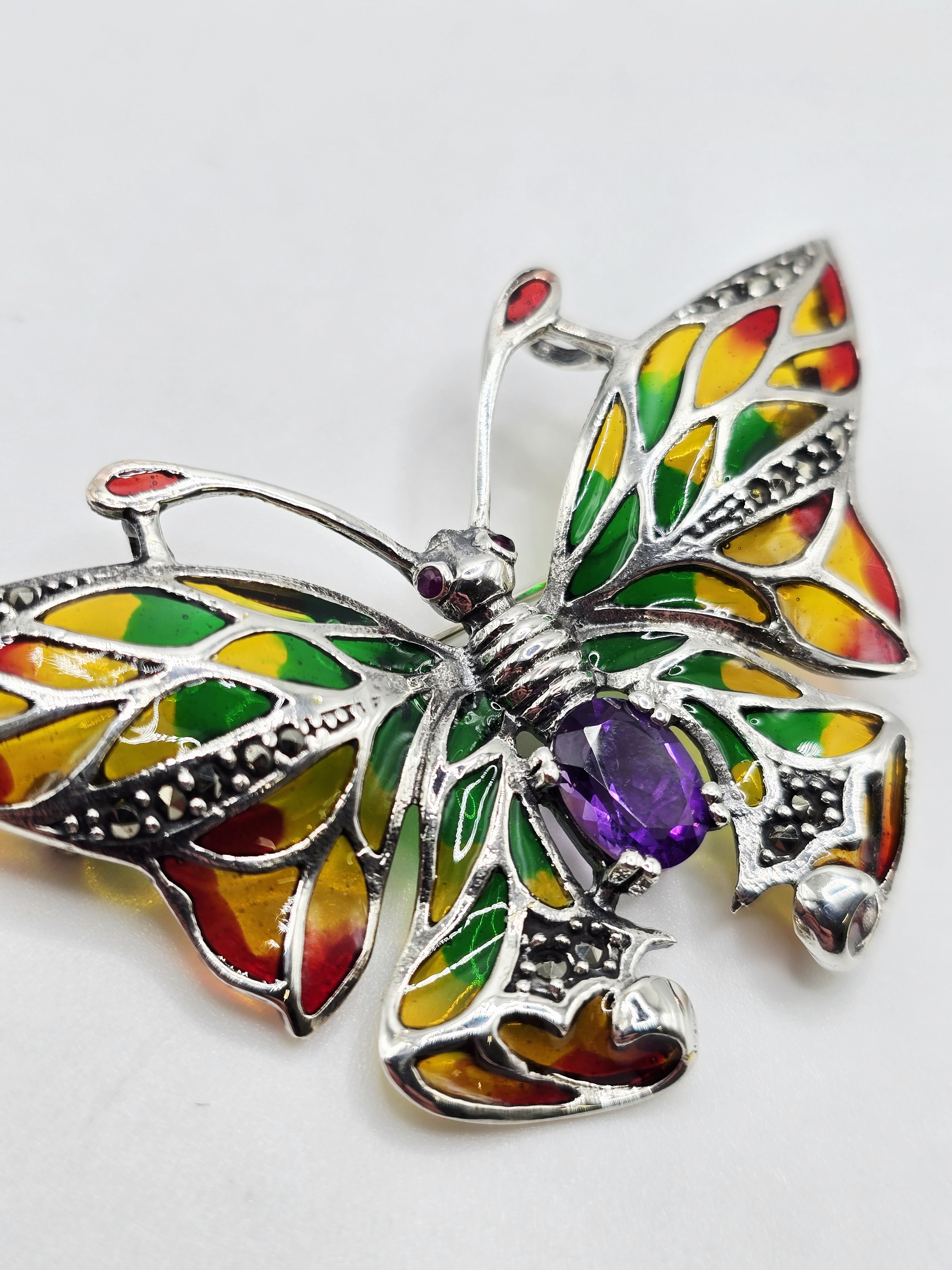925 zilveren broche, met Amethist