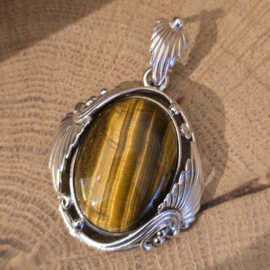 Prachtige echt zilveren hanger met Tijgeroog,  groot