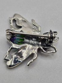 925 zilveren broche, met Robijn.